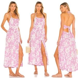 Free People Pink and White Floral Backless Dress